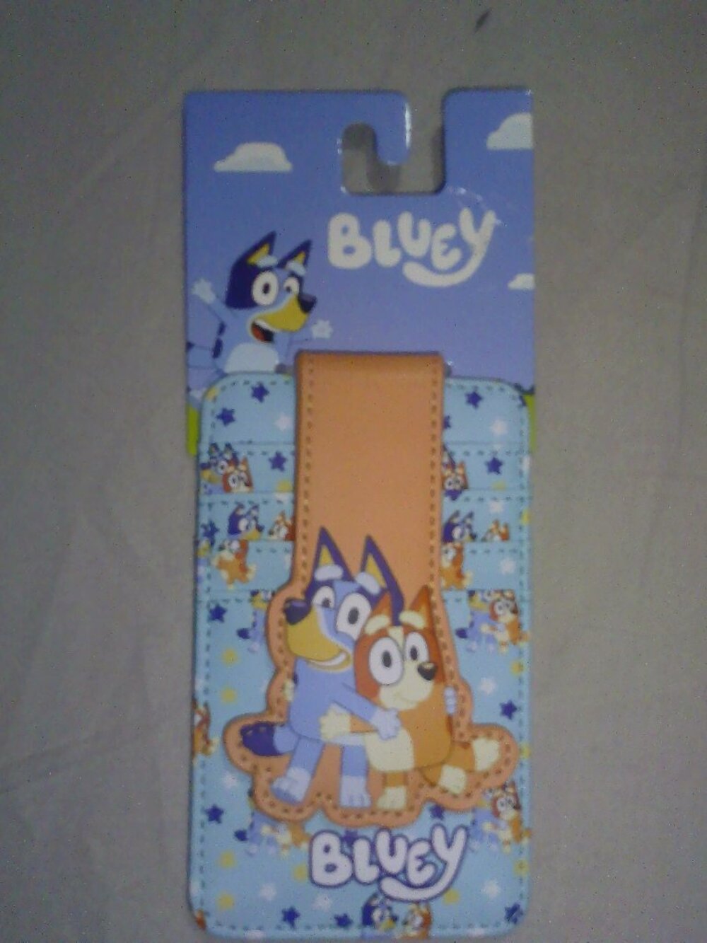 Disney Bluey and Bingo Heeler Blue Skies and Clouds Snapping Cardholder with ID